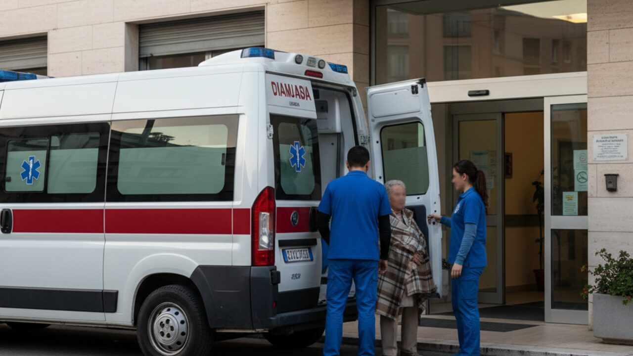Ambulanza accompagna paziente dializzato al centro nefrologico