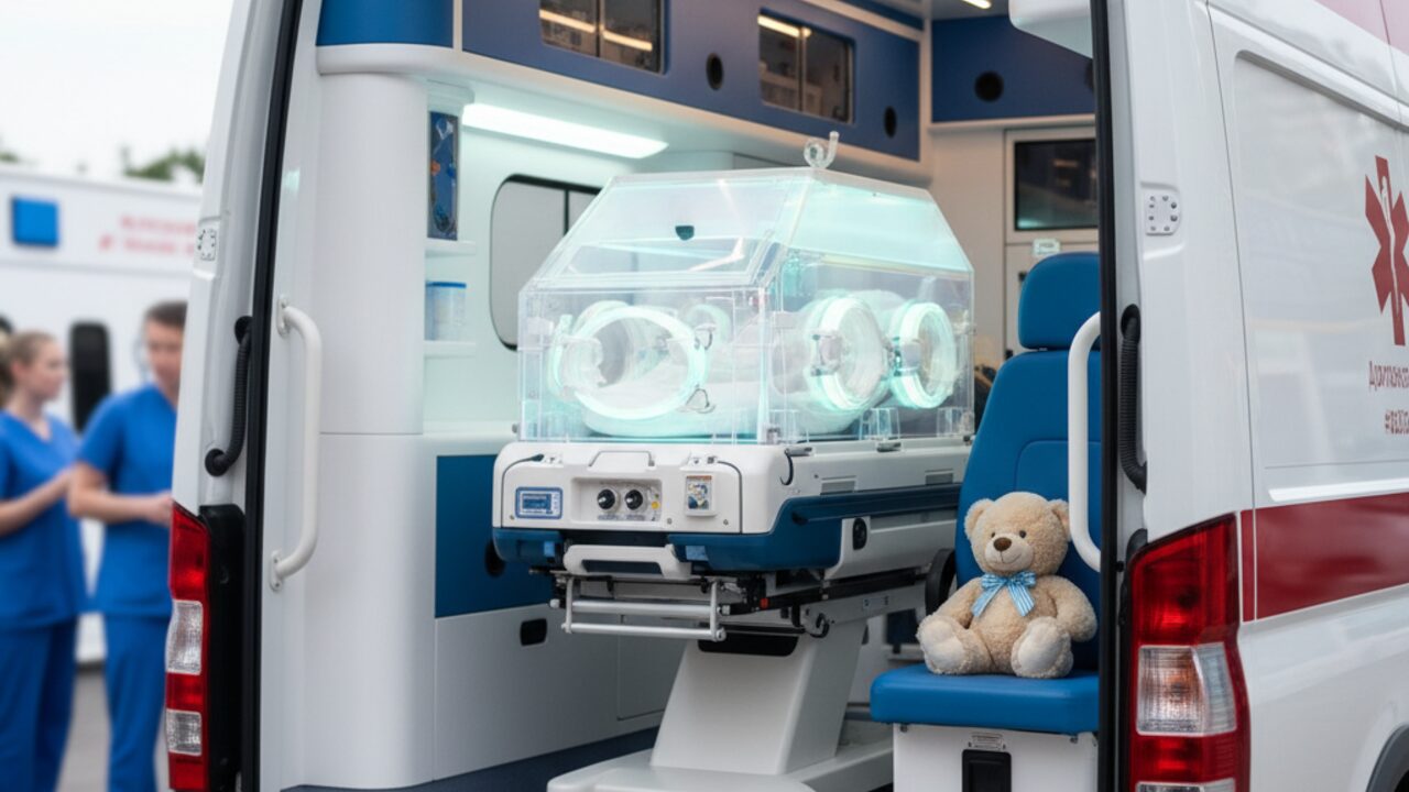 Ambulanza pediatrica con incubatrice per trasporto neonatale sicuro